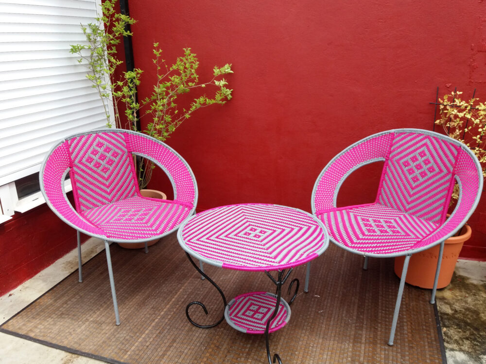 Table Basse tressée , modèle MINFEN rose et grise – Image 3