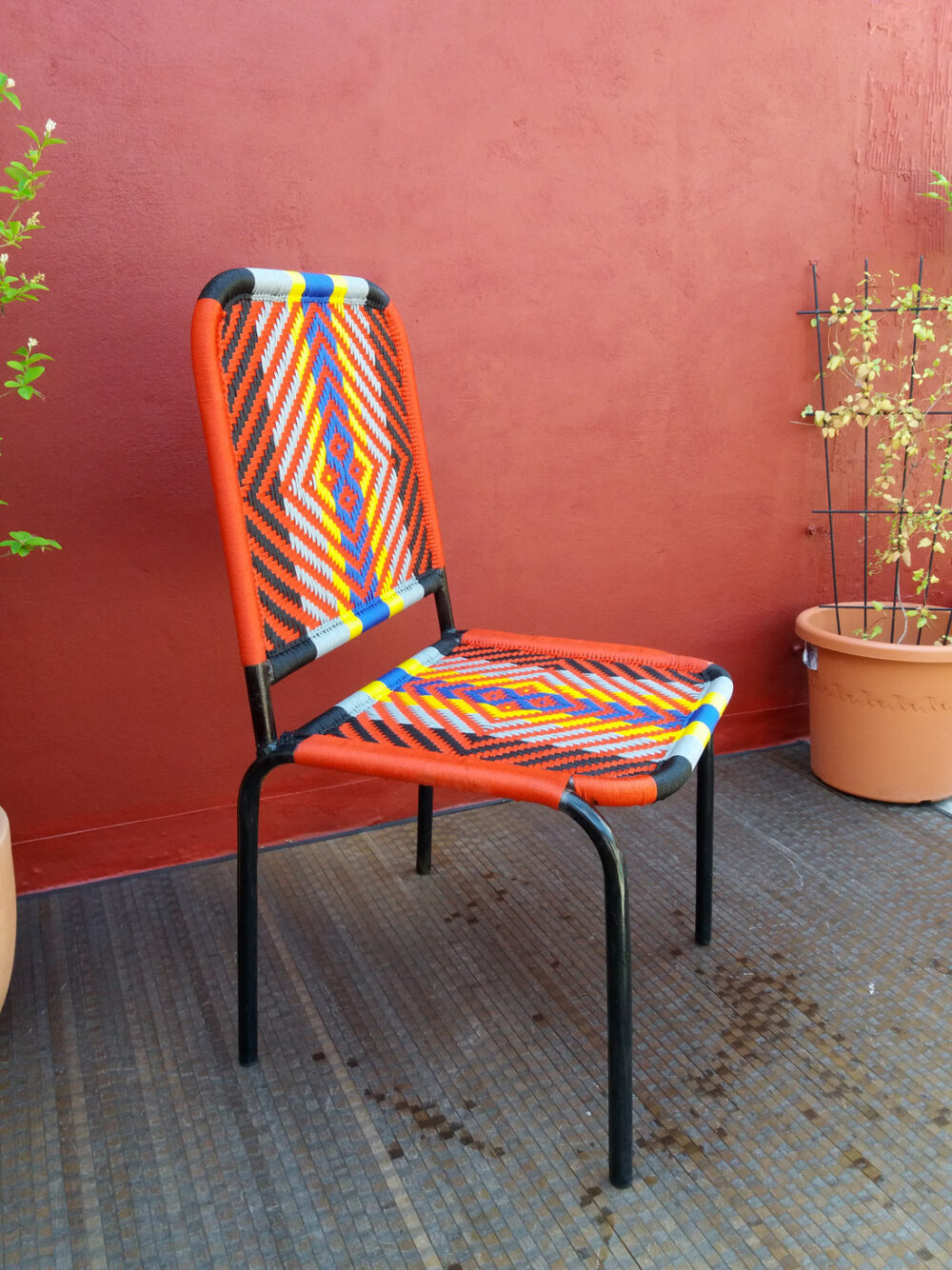 Chaise XL, modéle Fanagama multicolore avec losange orange – Image 3
