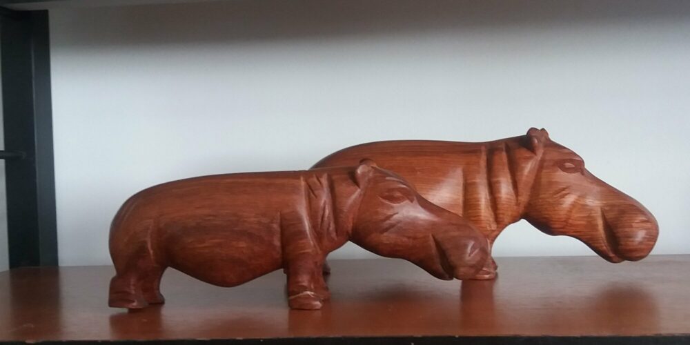 Statuette Hippopotame en teck du Mali - Grand modèle – Image 2
