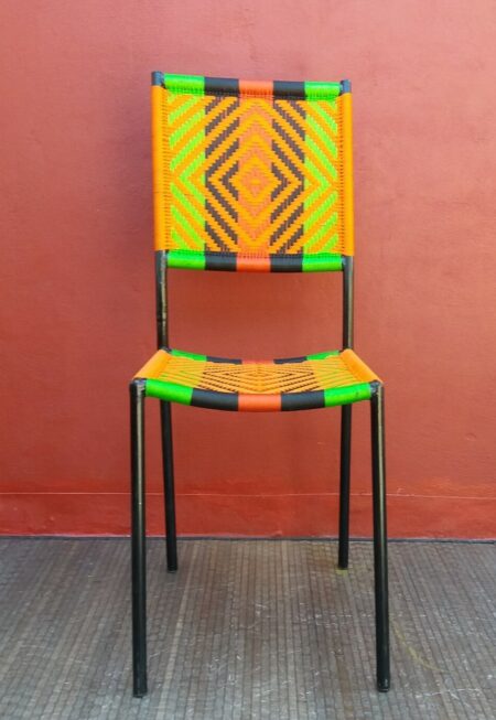 Chaise tressée, modéle COOKO losange orange