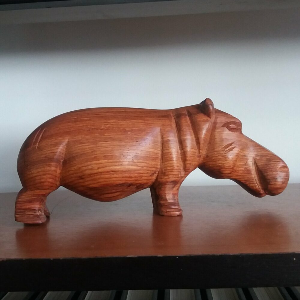Statuette Hippopotame en teck du Mali - Grand modèle