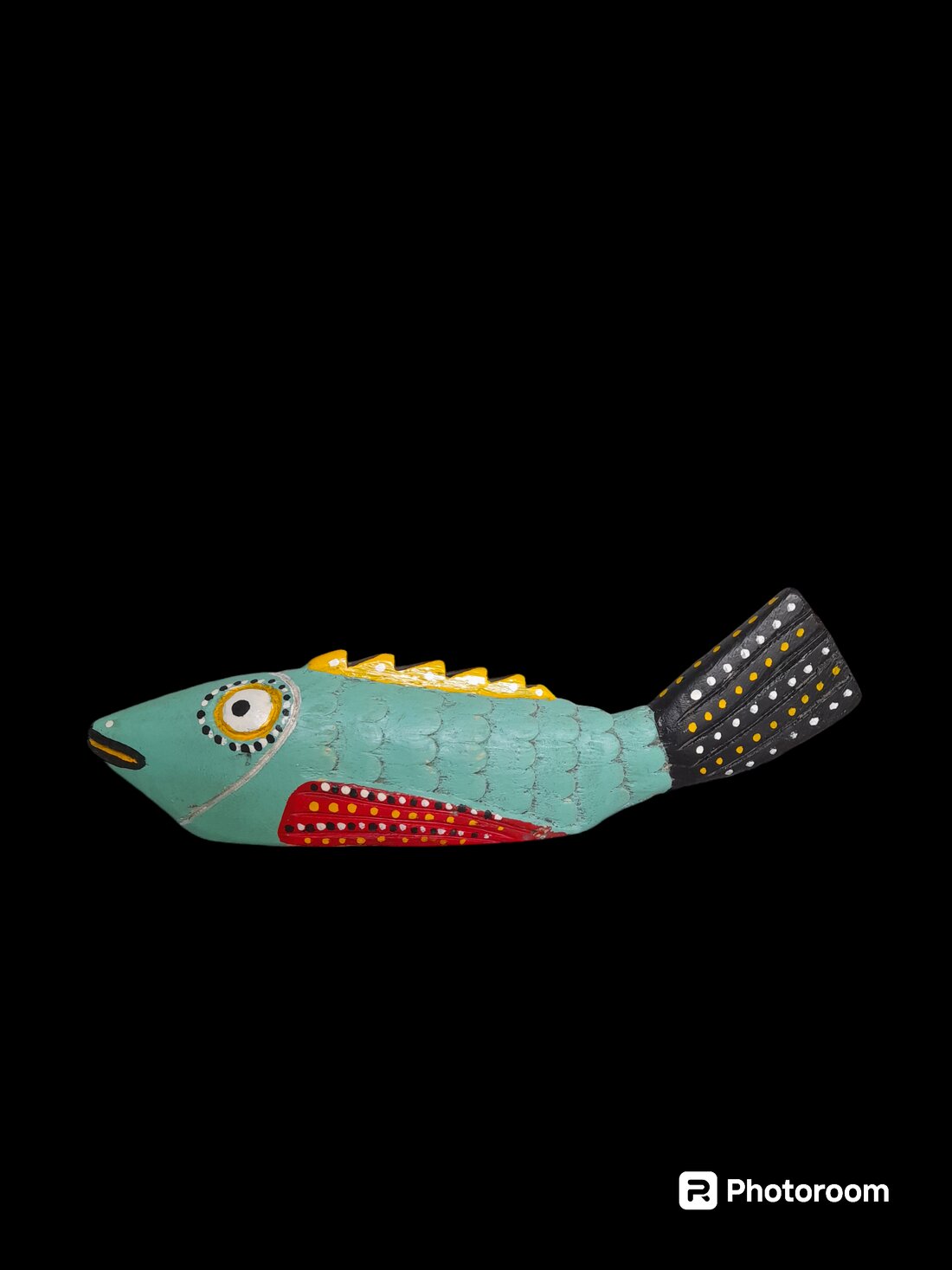 Statuette en bois peint Poisson Bozo du Mali