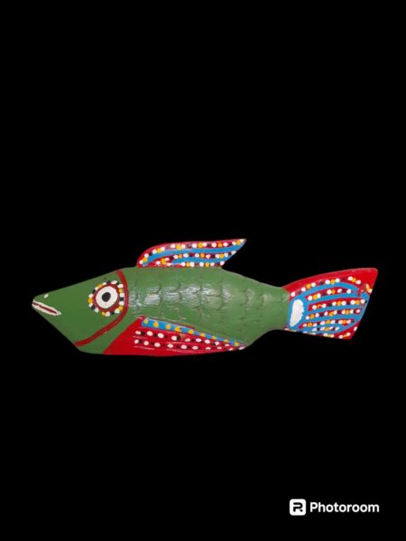 Statuette en bois peint Poisson Bozo du Mali