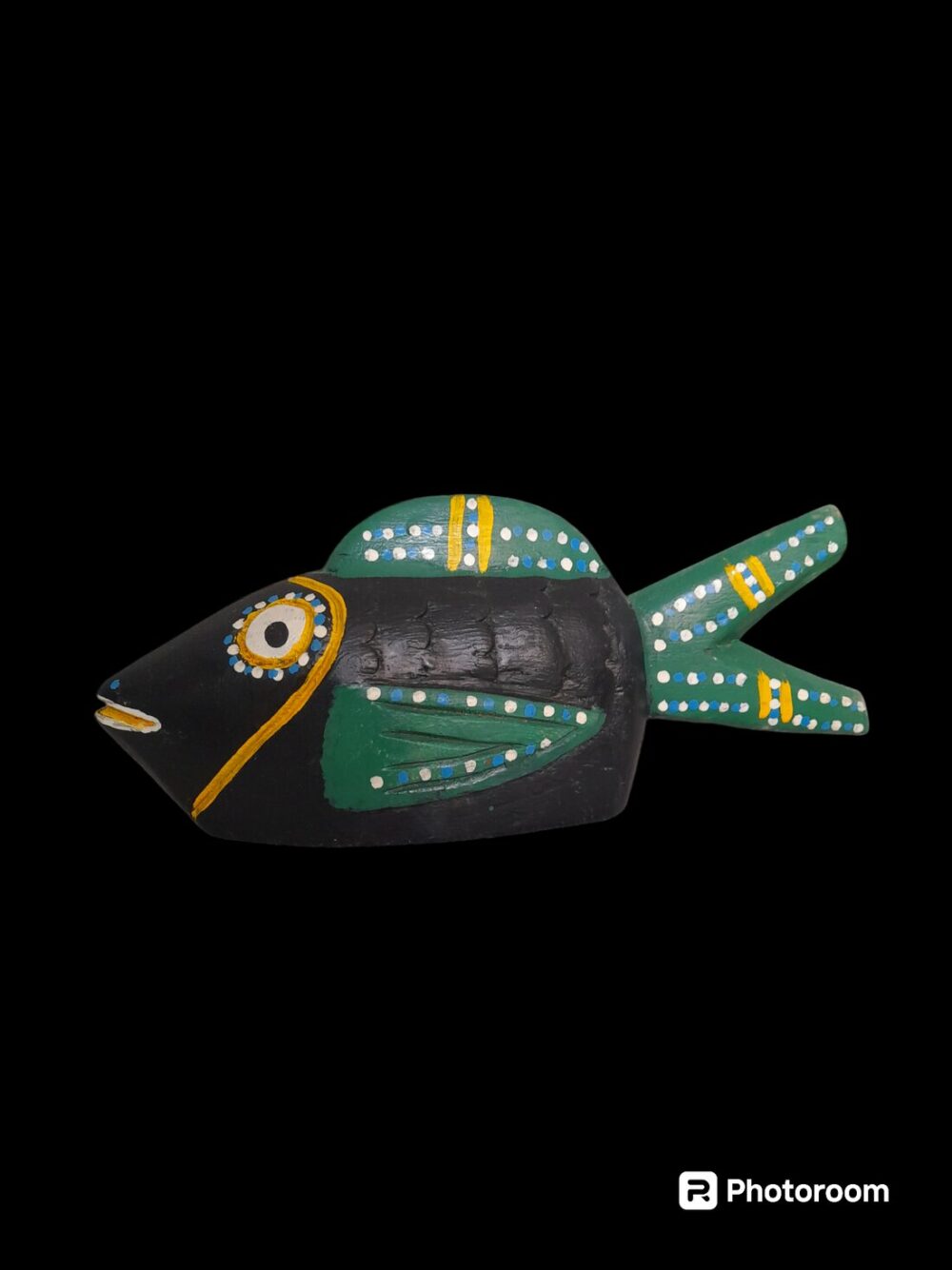 Statuette en bois peint Poisson Bozo du Mali