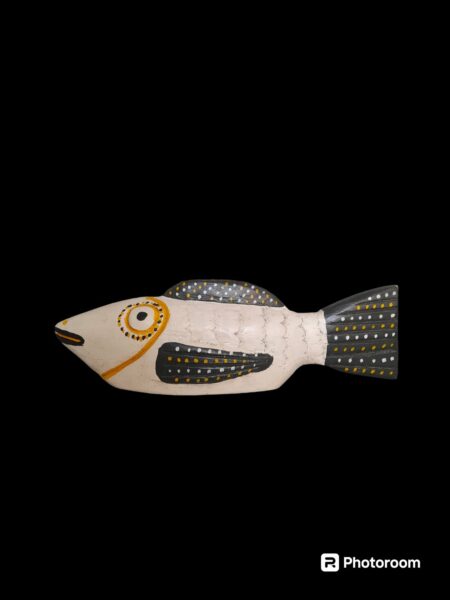 Statuette en bois peint Poisson Bozo du Mali