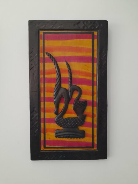 Tableau silhouette antilope sur fond orange-rouge