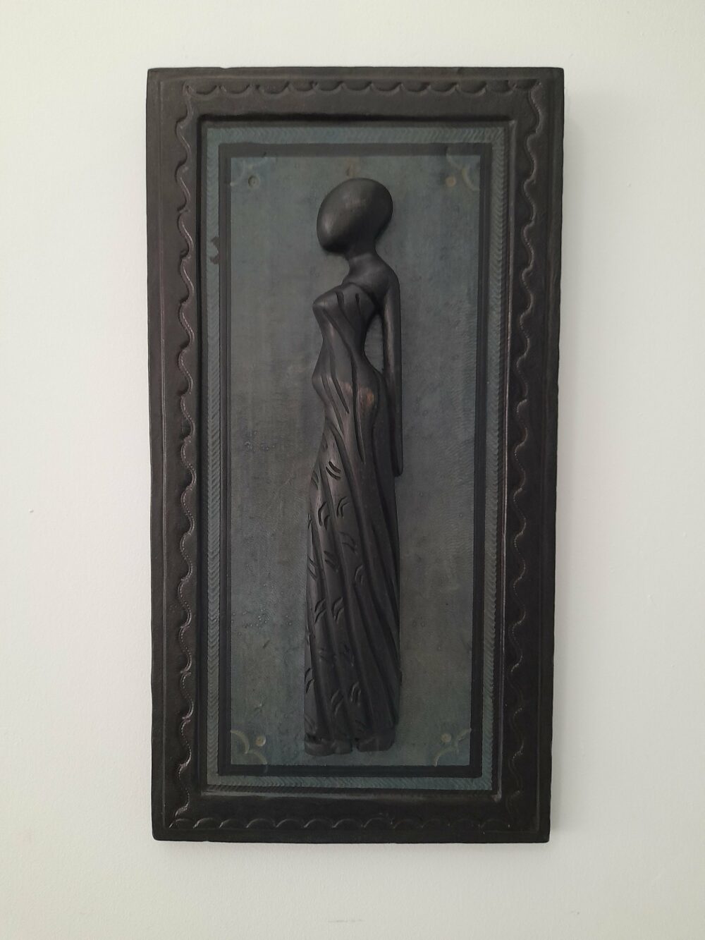 Tableau silhouette femme sur fond bleu