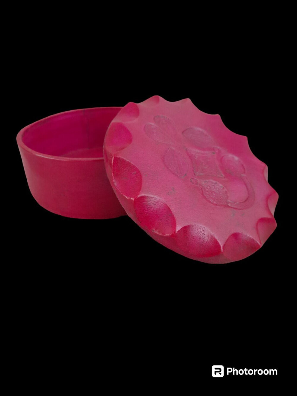 Boite à bijoux en cuir teinté rose, série DOGO – Image 3