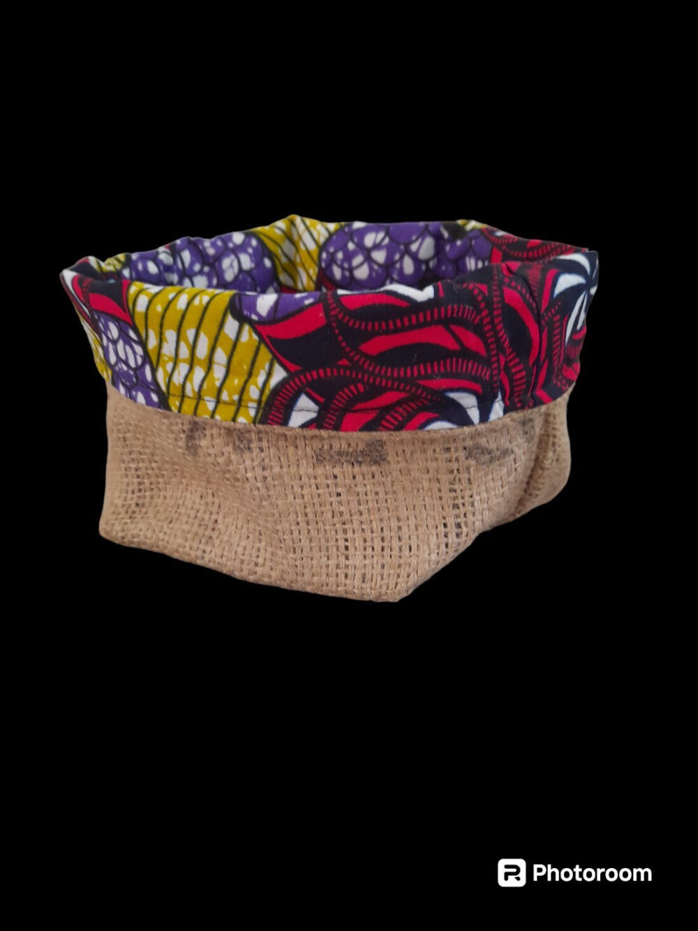 Vide-poche en toile de jute et wax, modéle2