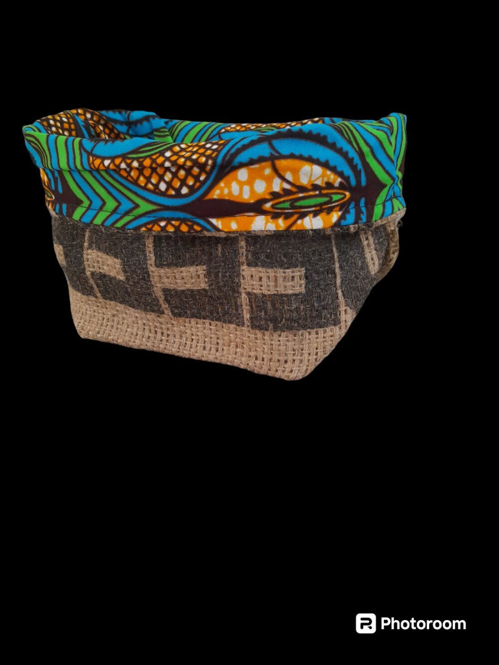 Vide-poche en toile de jute et wax, modéle1 – Image 2