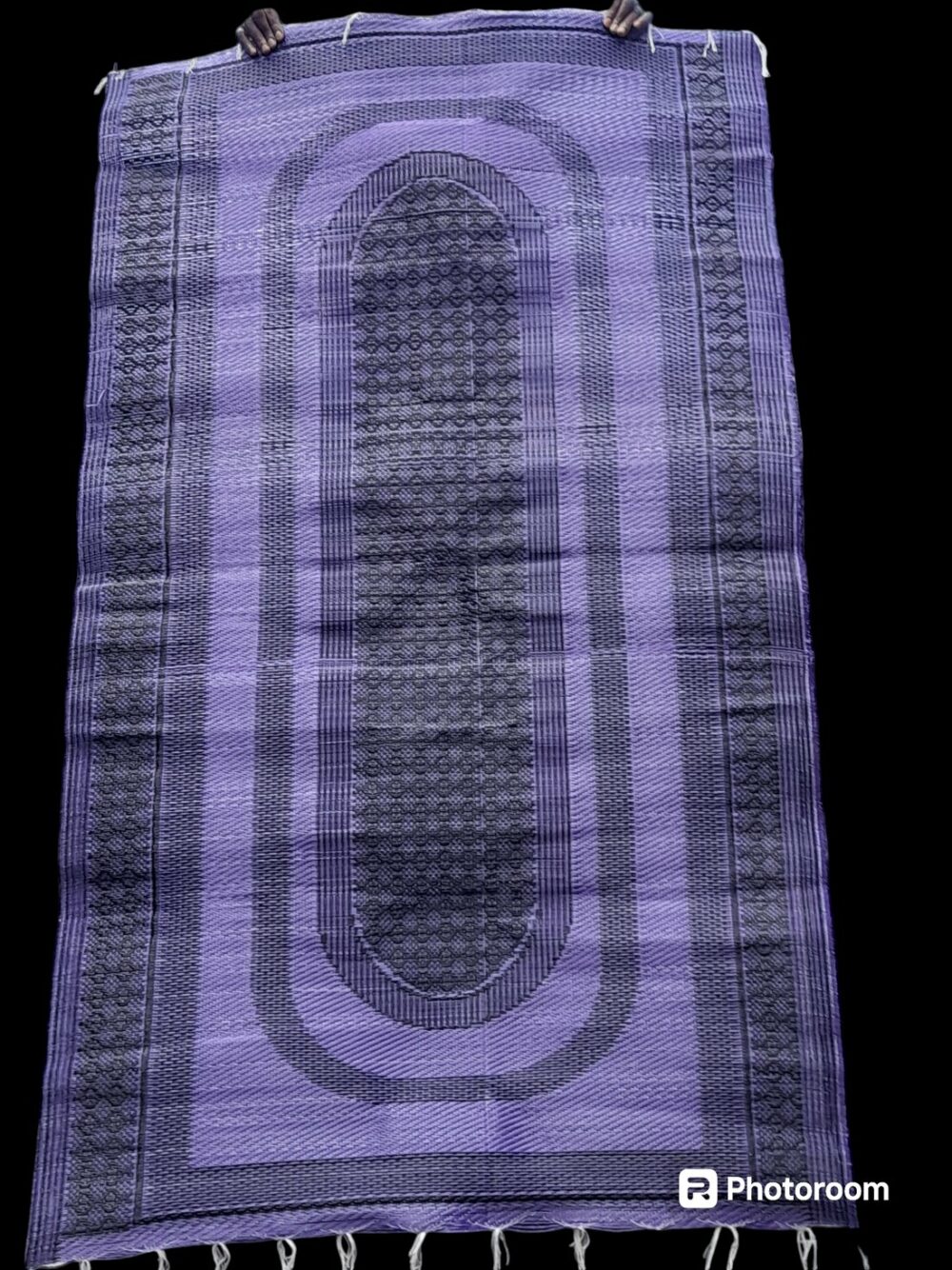 natte - tapis d'extérieur, motif graphique violet et noir, 220cmx120cm