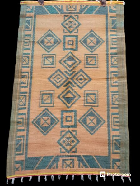natte - tapis d'extérieur, motif graphique orange et vert, réversible, 240cmx150cm