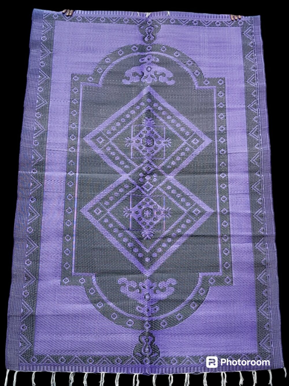 natte - tapis d'extérieur, motif traditionnel noir et violet, réversible, 240cmx150cm