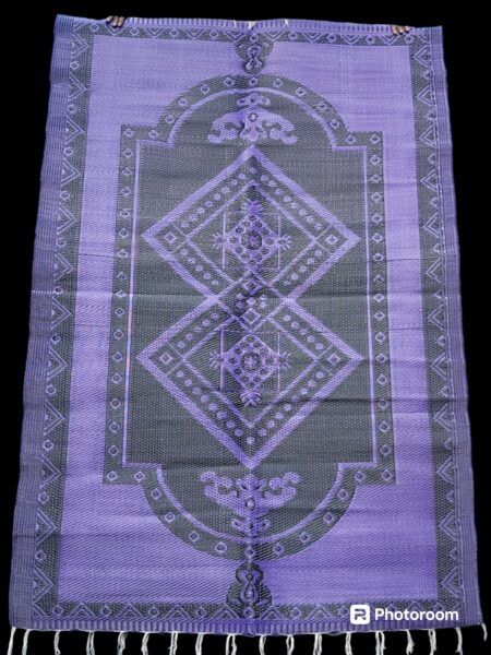 natte - tapis d'extérieur, motif traditionnel noir et violet, réversible, 240cmx150cm