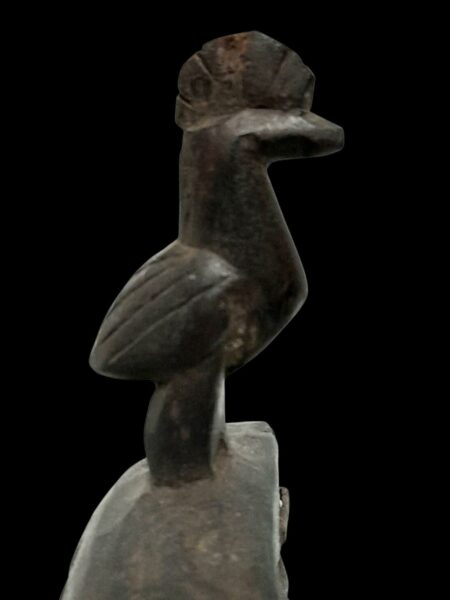 détail de la téte d'oiseau sur boite à pharmacopée dogon