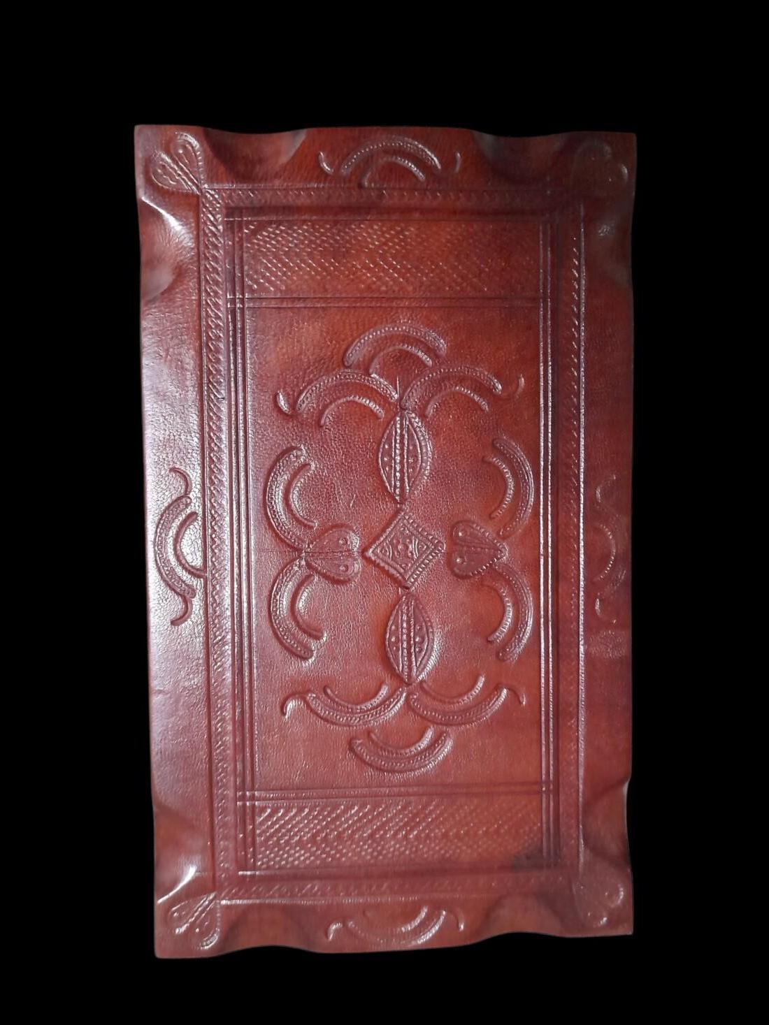 Boite en cuir havane 20 x 11 x 5 cm cm – Image 2
