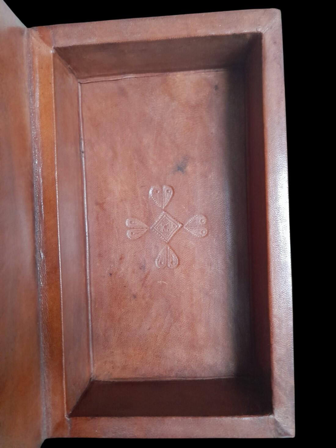 Boite en cuir havane 20 x 11 x 5 cm cm – Image 3