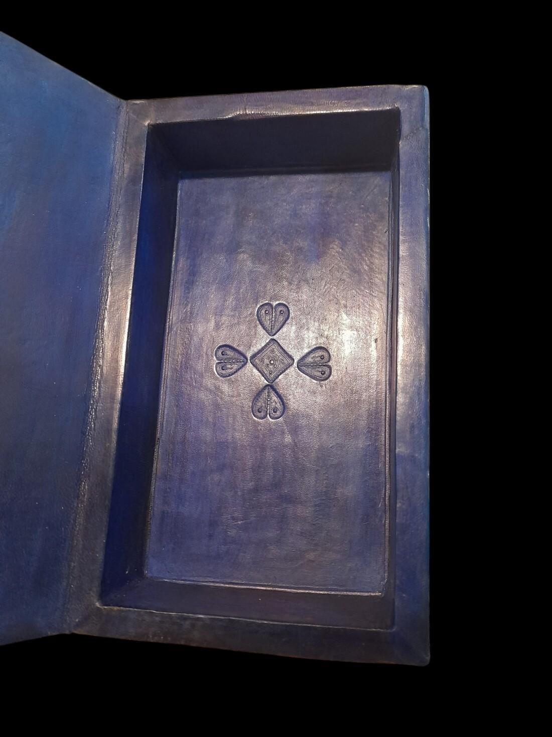 Boite à bijoux en cuir bleu indigo 20 x14 x 5 cm – Image 3