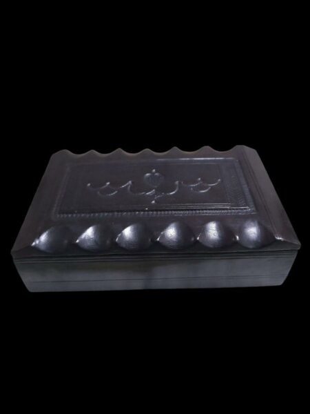 Boite en cuir noir 20 x 11 x 6 cm