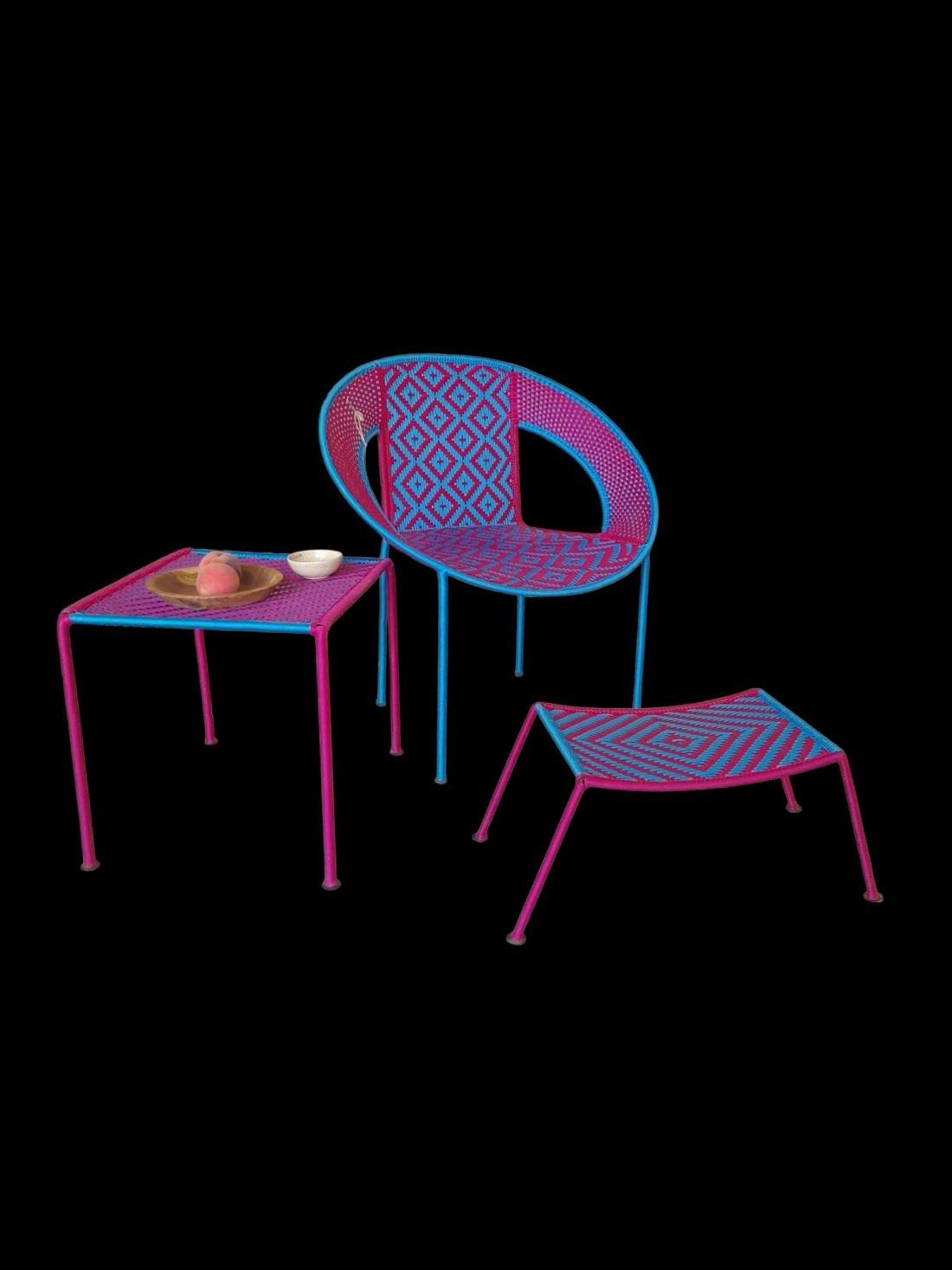 Repose-pied, modèle Palabre Rose et Bleu Turquoise – Image 3