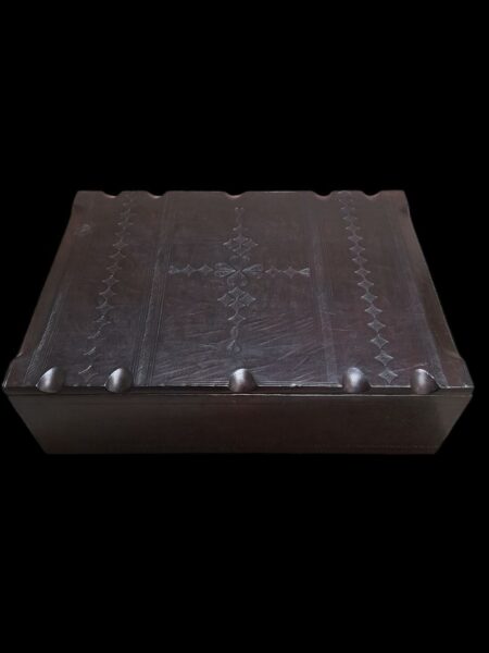 Coffre en cuir chocolat 48 x 30 x 14 cm cm